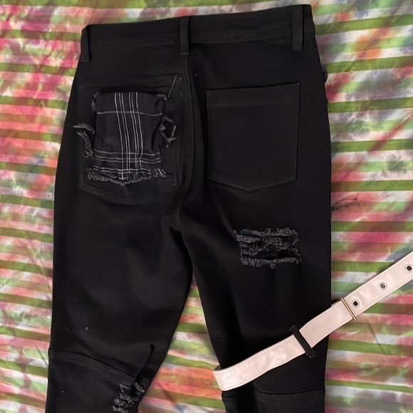 SOLD patch strap black skinny pant XS S - Picture 6 of 7